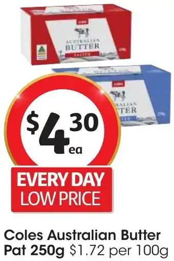 Coles Australian Butter Pat 250g