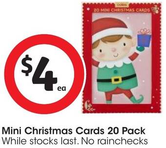Coles Mini Christmas Cards 20 Pack offer