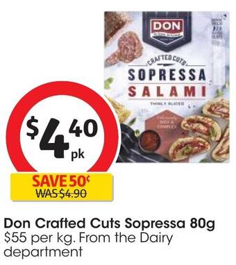 Coles Don Crafted Cuts Sopressa 80g offer