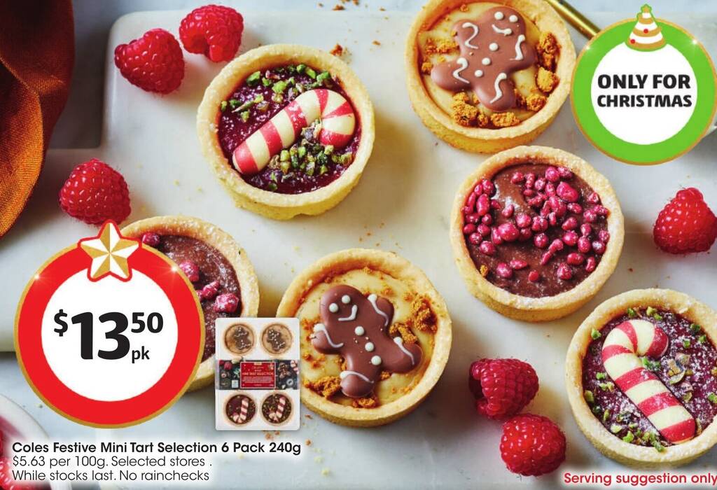 Coles Festive Mini Tart Selection 6 Pack 240g offer at Coles
