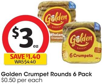 Coles Golden Crumpet Rounds 6 Pack offer