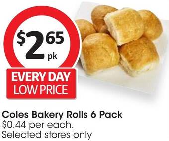 Coles Coles Bakery Rolls 6 Pack offer