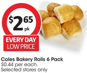 Coles Coles Bakery Rolls 6 Pack offer
