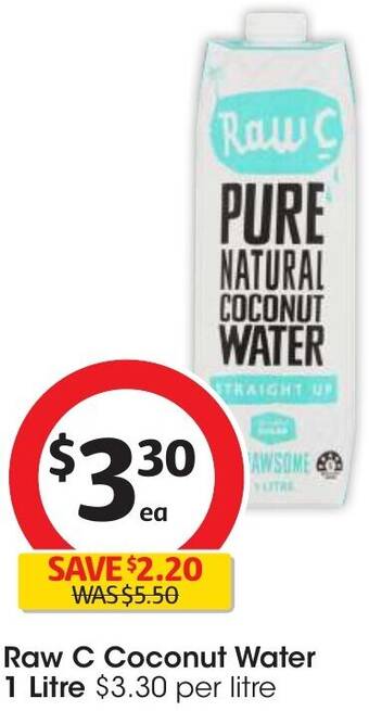 Coles Raw C Coconut Water 1 Litre offer
