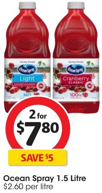 Coles Ocean Spray 1.5 Litre offer