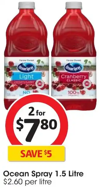 Coles Ocean Spray 1.5 Litre offer