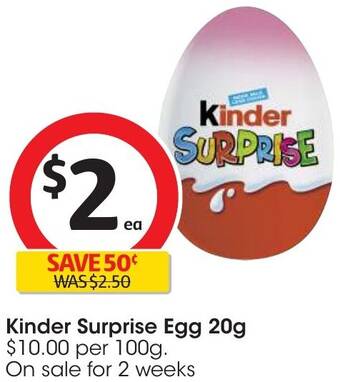 Coles Kinder Surprise Egg 20g offer