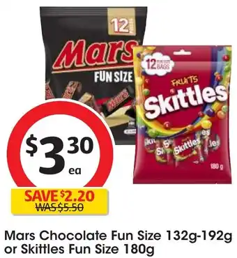 Mars Chocolate Fun Size 132g-192g or Skittles Fun Size 180g