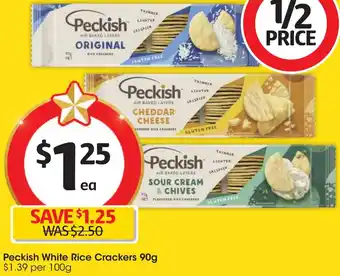 Coles Peckish White Rice Crackers 90g offer