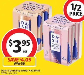 Coles Dash Sparkling Water 4x330mL offer