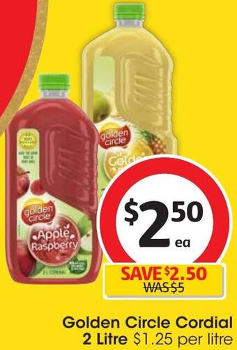 Coles Golden Circle Cordial 2 Litre offer