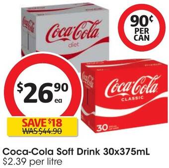 Coles Coca-Cola Soft Drink 30x375mL offer