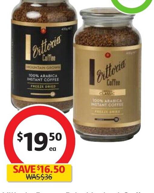 Vittoria Freeze Dried Instant Coffee 400g offer at Coles