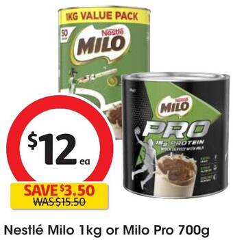 Coles Nestlé Milo 1kg or Milo Pro 700g offer