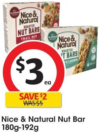 Coles Nice & Natural Nut Bar 180g-192g offer