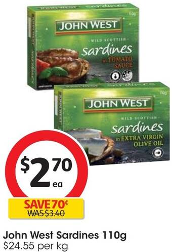 Coles John West Sardines 110g offer