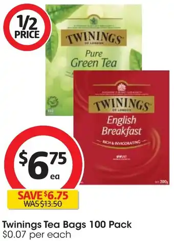 Coles Twinings Tea Bags 100 Pack offer