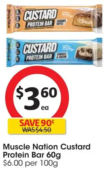 Coles Muscle Nation Custard Protein Bar 60g offer