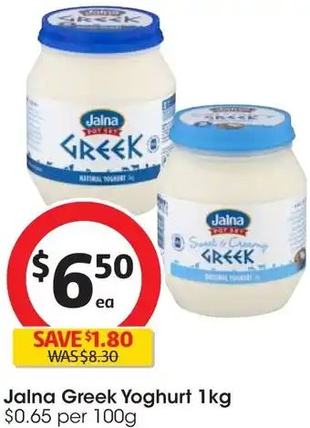 Coles Jalna Greek Yoghurt 1kg offer