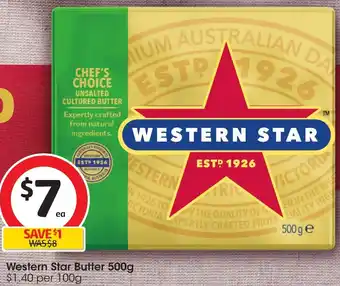Coles Western Star Butter 500g offer