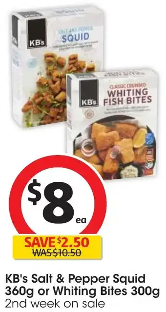 KB's Salt & Pepper Squid 360g or Whiting Bites 300g