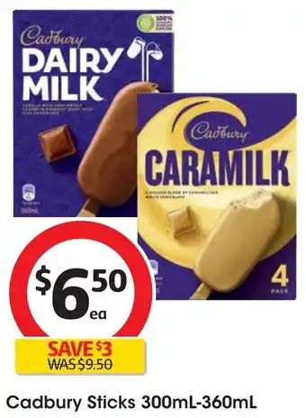 Coles Cadbury Sticks 300mL-360mL offer