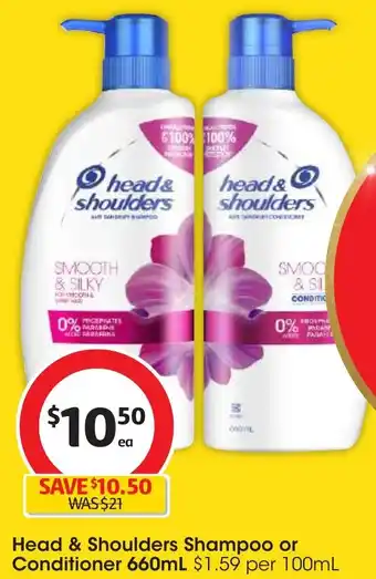 Coles Head & Shoulders Shampoo or Conditioner 660mL offer