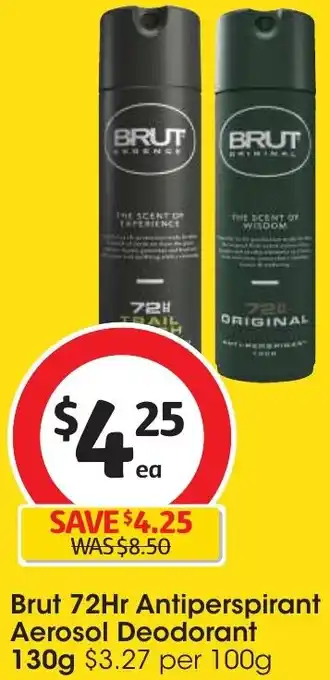 Coles Brut 72Hr Antiperspirant Aerosol Deodorant 130g offer