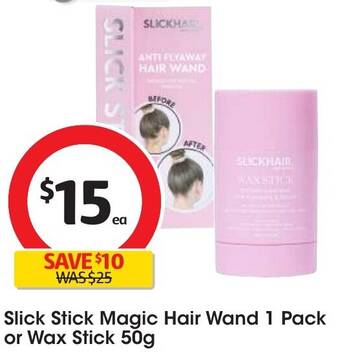 Coles Slick Stick Magic Hair Wand 1 Pack or Wax Stick 50g offer