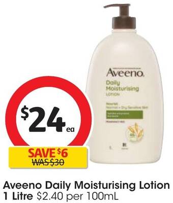 Coles Aveeno Daily Moisturising Lotion 1 Litre offer
