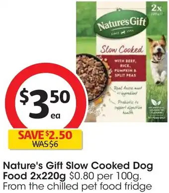 Coles Nature's Gift Slow Cooked Dog Food 2x220g offer