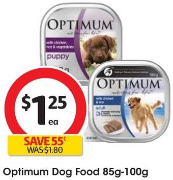 Coles Optimum Dog Food 85g-100g offer