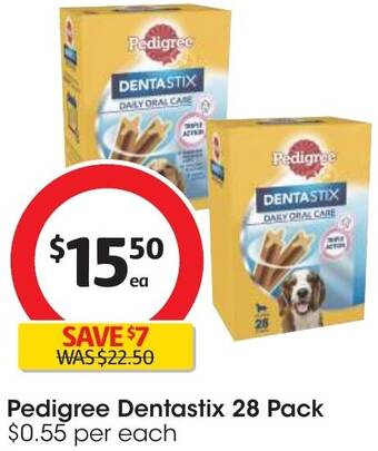 Coles Pedigree Dentastix 28 Pack offer