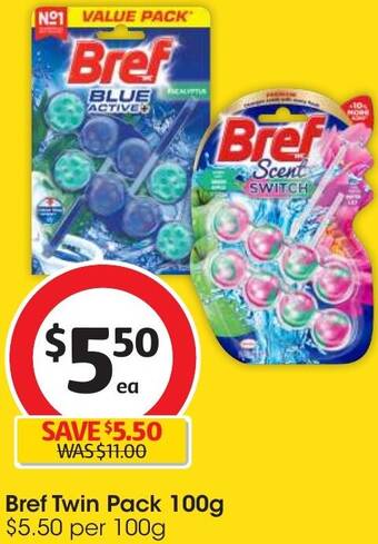 Coles Bref Twin Pack 100g offer