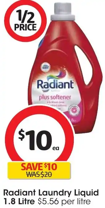 Coles Radiant Laundry Liquid 1.8 Litre offer