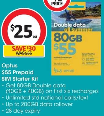 Coles Optus $55 Prepaid SIM Starter Kit offer