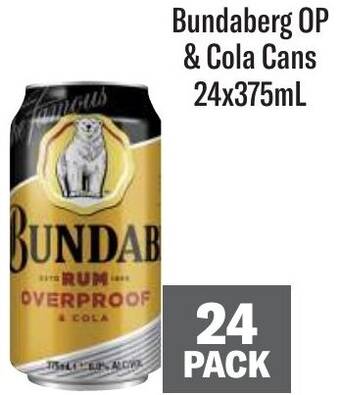 Coles Bundaberg OP & Cola Cans 24x375mL offer