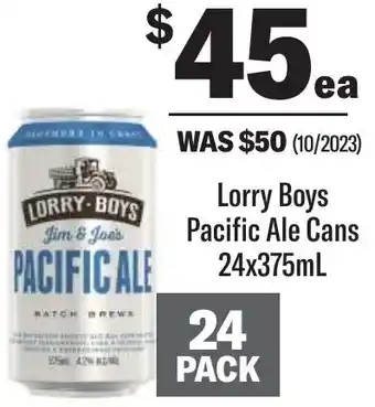 Lorry Boys Pacific Ale Cans 24x375mL