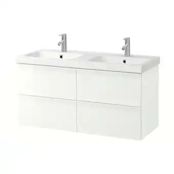 IKEA Godmorgon / odensvik wash-stand with 4 drawers, high-gloss white/dalskär tap, 123x49x64 cm offer