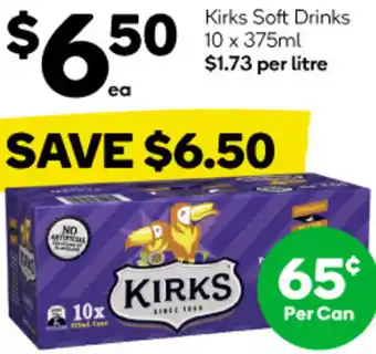 Woolworths Kirks Soft Drinks 10 x 375ml offer