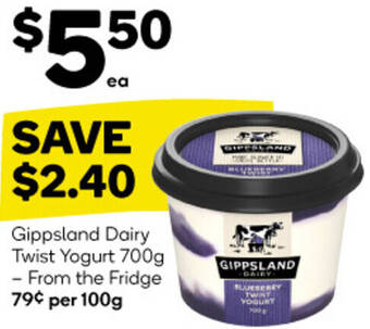 Woolworths Gippsland Dairy Twist Yogurt 700g offer