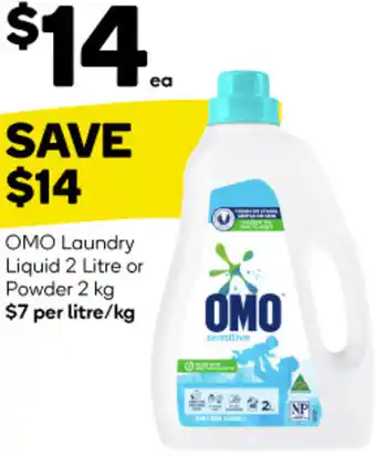 Woolworths OMO Laundry Liquid 2 Litre or Powder 2 kg offer
