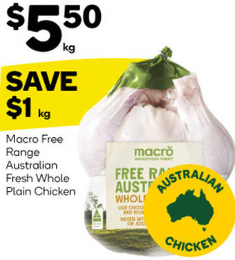 Woolworths Macro Free Range Australian Fresh Whole Plain Chicken offer
