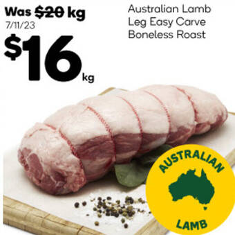 Woolworths Australian Lamb Leg Easy Carve Boneless Roast offer