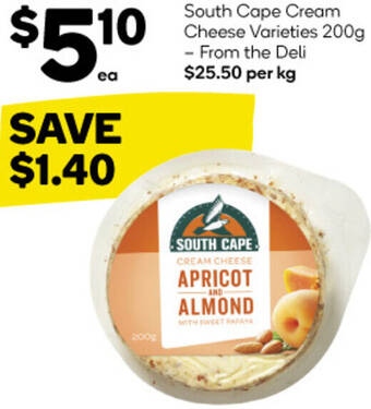 Woolworths South Cape Cream Cheese Varieties 200g offer