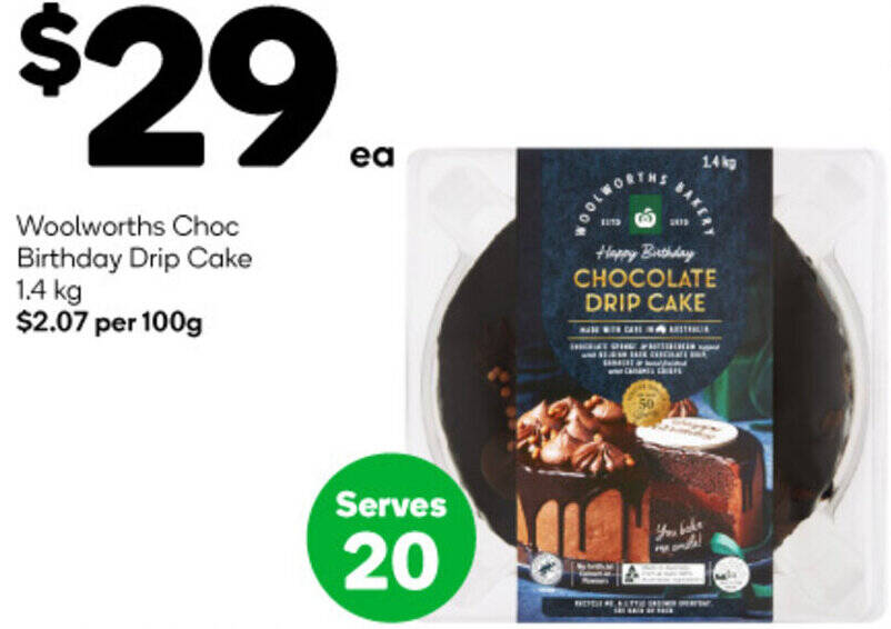 Woolworths Choc Birthday Drip Cake 1.4 kg offer at Woolworths