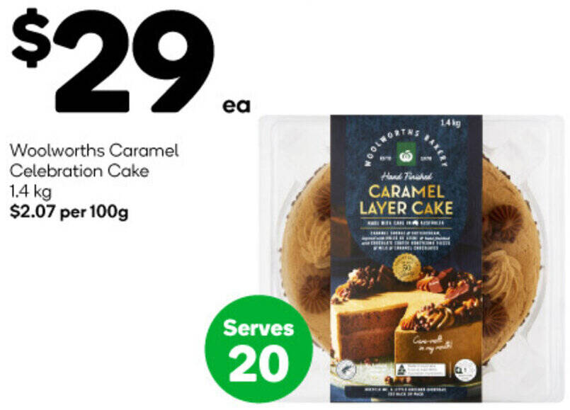 Woolworths Caramel Celebration Cake 1.4kg offer at Woolworths