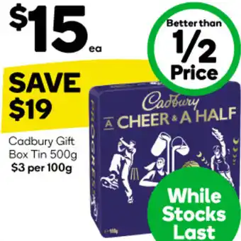 Woolworths Cadbury Gift Box Tin 500g offer