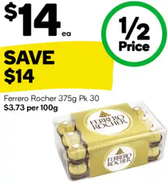 Woolworths Ferrero Rocher 375g Pk 30 offer