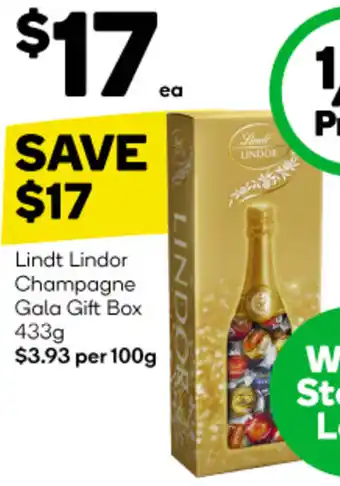 Woolworths Lindt Lindor Champagne Gala Gift Box 433g offer